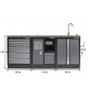 Werkbank set met MDF werkblad met RVS plaat omkleed - 6 laden - 204 x 46 x 94,6 cm. Werkbank met laden - ladenblok