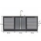 Werkbank set met MDF werkblad met RVS plaat omkleed - 18 laden - 204 x 46 x 94,6 cm. Werkbank met laden - ladenblok
