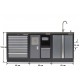 Werkbank set met MDF werkblad met RVS plaat omkleed - 10 laden - 204 x 46 x 94,6 cm. Werkbank met laden - ladenblok