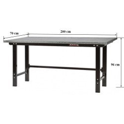 Werkbank zwart 200 cm met zinken werkblad - open model
