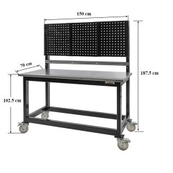 Werkbank op wielen met 160 x 70 cm. metalen blad. Werkbank op wielen met 160 x 70 cm. metalen blad.