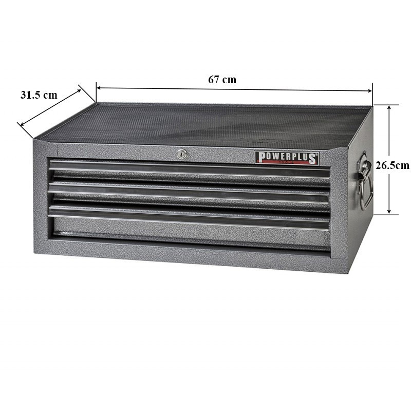 Gereedschapskist grijs 3 laden met quicklock Gereedschapskist grijs 3 laden met quicklock