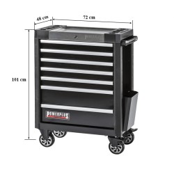 Gevulde gereedschapswagen zwart 7 laden 72 x 48 x 101 cm