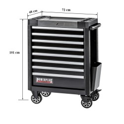 Gereedschapswagen zwart 8 laden 72 x 48 x 101 cm