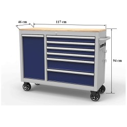 Gereedschapswagen – verrijdbare werkbank met 7 laden en gereedschapskast afm.117 x 46 x 94 cm