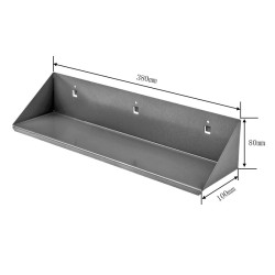 Stalen legbord 38 x 10 x 8 cm. voor gereedschap gatenwand of wandbord