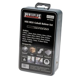 HSS Cobalt M35 borenset – 25-delig 1–13 mm – metalen box – Powerplustools