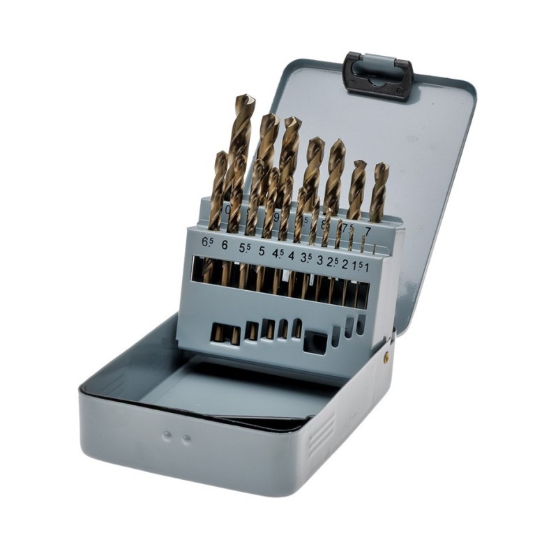 HSS Cobalt M35 borenset – 19-delig 1–10 mm – metalen box – Powerplustools