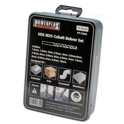 HSS Cobalt M35 borenset – 19-delig 1–10 mm – metalen box – Powerplustools