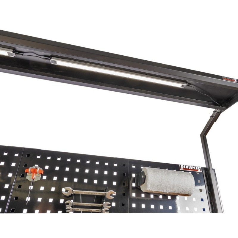 Lichtbak voor werkbank 150 cm met gereedschapsbord – Powerplustools Lichtbak voor werkbank 150 cm met gereedschapsbord – Powerplustools