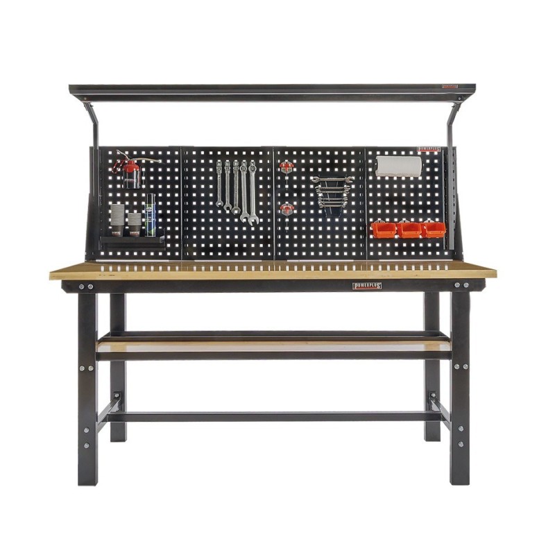 Lichtbak voor werkbank 200 cm met gereedschapsbord – Powerplustools Lichtbak voor werkbank 200 cm met gereedschapsbord – Powerplustools