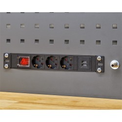 Gereedschapsbord grijs 60 x 66,5 x 3 cm met 3 x stopcontact en 2 x USB poort voor Elite Line - Powerplustools