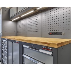 Gereedschapsbord grijs 60 x 66,5 x 3 cm met 3 x stopcontact en 2 x USB poort voor Elite Line - Powerplustools