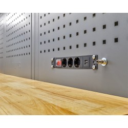 Gereedschapsbord grijs 60 x 66,5 x 3 cm met 3 x stopcontact en 2 x USB poort voor Elite Line - Powerplustools