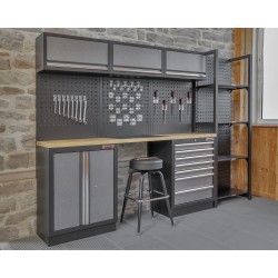Werkbank Set 274 x 46 x 200 cm met Gereedschapswand en Opbergkasten – Professionele Werkplaatsinrichting Werkbank Set 274 x 46 x 200 cm met Gereedschapswand en Opbergkasten – Professionele Werkplaatsinrichting