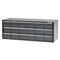 Kast 83 x 30 x 30 cm. met kunststof bakjes voor inbouw in bedrijfswagen – onderdelenkast.
