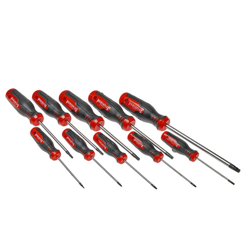 Set 10 Torx Schroevendraaiers van S2 gereedschapsstaal, met kunststof handvat