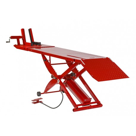 Extra lange heftafel motorfiets pneumatisch met verlengset rood