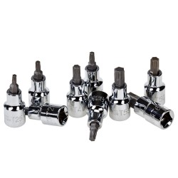 Torx doppenset 9 delig met 1/2" aansluiting Torx doppenset 9 delig met 1/2" aansluiting