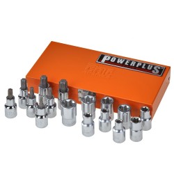 Torx uitwendig en inwendig doppenset 16 delig  met 1/2" aansluiting