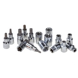 Torx uitwendig en inwendig doppenset 16 delig  met 1/2" aansluiting