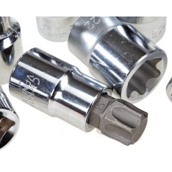 Torx uitwendig en inwendig doppenset 16 delig  met 1/2" aansluiting