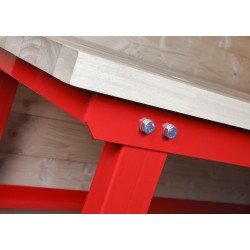 Werkbank rood 120 cm met hardhouten blad