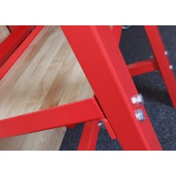 Werkbank rood 150 cm met hardhouten blad