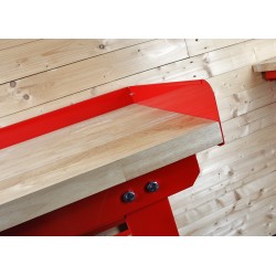 Werkbank 150 cm met hardhouten blad en opzetrand Werkbank 150 cm met hardhouten blad en opzetrand
