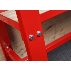 Werkbank 150 cm met hardhouten blad en opzetrand Werkbank 150 cm met hardhouten blad en opzetrand