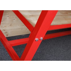 Werkbank 150 cm met hardhouten blad en opzetrand Werkbank 150 cm met hardhouten blad en opzetrand