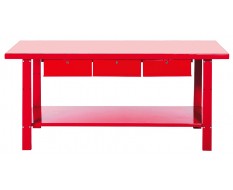 Werkbank staal 200 cm met 3 laden - rood