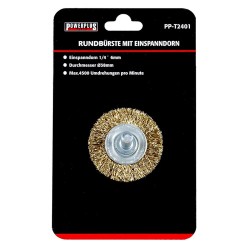 Staalborstel 38 mm op 6 mm stift met gegolfde staaldraad  / draadborstel / schuurborstel