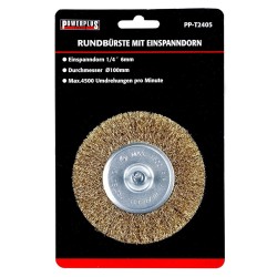 Staalborstel 100 mm op 6 mm stift met gegolfde staaldraad / draadborstel / schuurborstel Staalborstel 100 mm op 6 mm stift met gegolfde staaldraad / draadborstel / schuurborstel