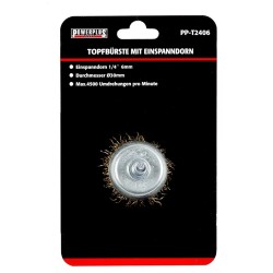 Komborstel 30 mm op 6 mm stift met gegolfde staaldraad / staalborstel / draadborstel / schuurborstel