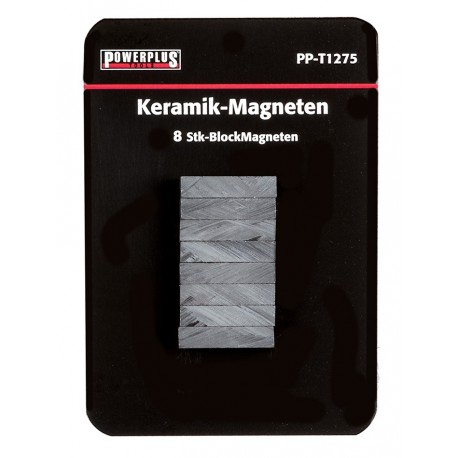 Set van 8 stuks blokmagneten 21 mm lang / keramische Ferriet magneten 