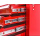 Werkbank rood 120 cm met hardhouten blad en gereedschapswagen