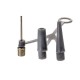 Fietspomp metaal + kunststof met manometer – drukmeter max. 6 bar – 84 psi. + adapters voor alle ventielen