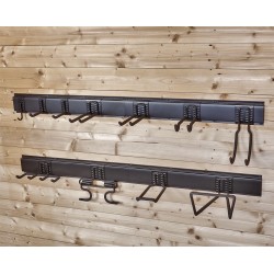 Dubbele wandhaak zwart 20 x 6 cm. tuingereedschap ophangen - opbergen - opbergsysteem - ophangsysteem  aan de muur.