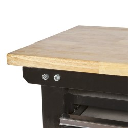 Werkbank zwart 200 cm met hardhouten blad en 2 gereedschapskisten Werkbank zwart 200 cm met hardhouten blad en 2 gereedschapskisten