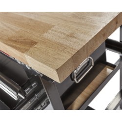 Werkbank zwart 200 cm met hardhouten blad en 2 gereedschapskisten Werkbank zwart 200 cm met hardhouten blad en 2 gereedschapskisten