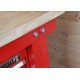 Werkbank rood 120 cm met hardhouten blad en gereedschapswagen