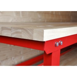 Werkbank 150 cm met hardhouten blad + opzetrand