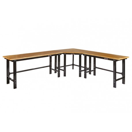 Werkbank hoekopstelling - Hoek werkbank 310 cm x 260 cm zwart met hardhouten - Powerplustools