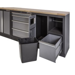 Werkbank set met hardhouten werkblad, gereedschapskast, afvalbak - 10 laden - 272 x 46 x 94,5 cm