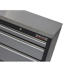 Werkbank set met metaal omkleed blad, werkplaatskast, gereedschapsbord en 9 laden - 204 x 46 x 94,6 cm