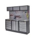 Werkbank set met metaal omkleed blad, werkplaatskast, gereedschapsbord, 3 x hangkast en 9 laden - 204 x 46 x 94,6 cm