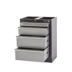 Werkbank set met metaal omkleed blad, werkplaatskast, gereedschapsbord, hoge kast, 3 x hangkast en 9 laden - 204 x 46 x 94,6 cm