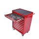 Gereedschapswagen rood met 6 gevulde laden - soft mat
