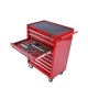 Gereedschapswagen rood met 6 gevulde laden - soft mat